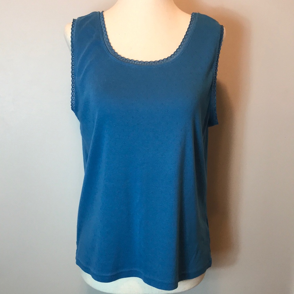 Vibrant Blue Sleeveless Tank Top with Scoop Neck - Picture 1 of 7